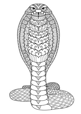 Temiz hatları kobra yılan için yetişkin renklendirme, tasarım T Shirt tasarım, Tattoo, çocuk boyama kitabı, boyama kitabı ve benzeri - stres hisse senedi vektör anti doodle