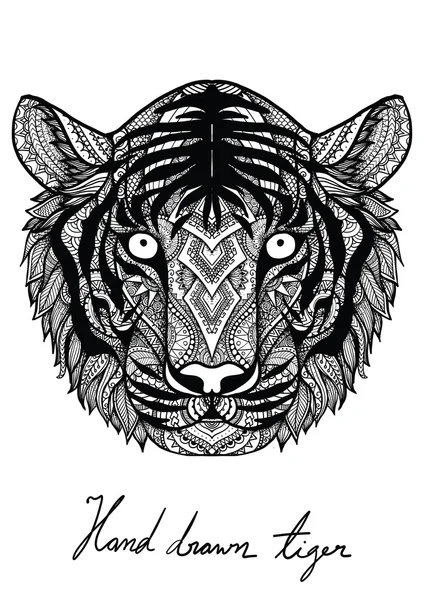 Unica tigre disegnata a mano per il design della maglietta, il design della tazza, il design della tazza di caffè, il design della borsa a mano, il design del cuscino e così via - vettore stock — Vettoriale Stock