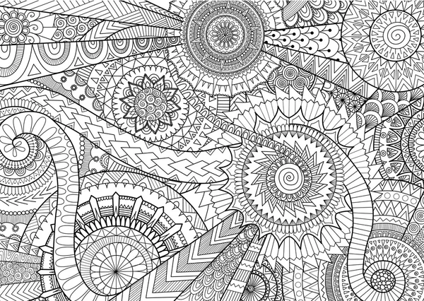 Complejo mandalas para adultos para colorear libro y fondo — Vector de stock