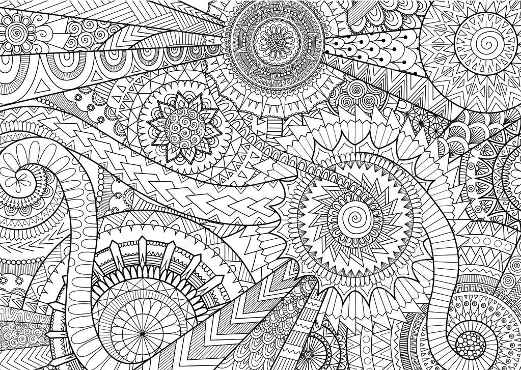Abstract Pattern Organic Elements Coloring Page For Adults Doodle