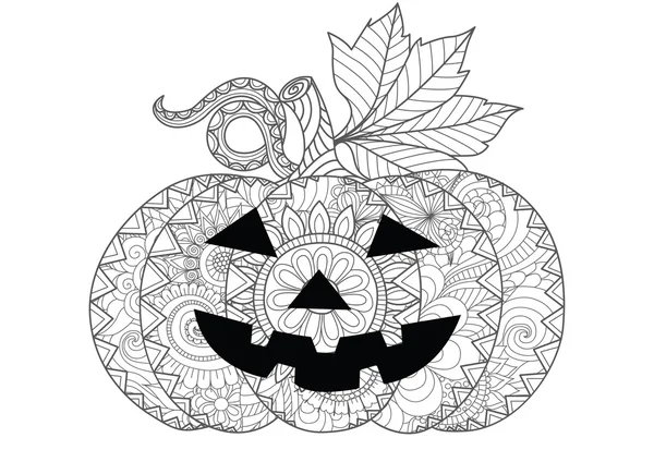 Doodle design of Halloween pumpkin for Halloween card invitations and adult coloring book pages for anti stress — Stock Vector