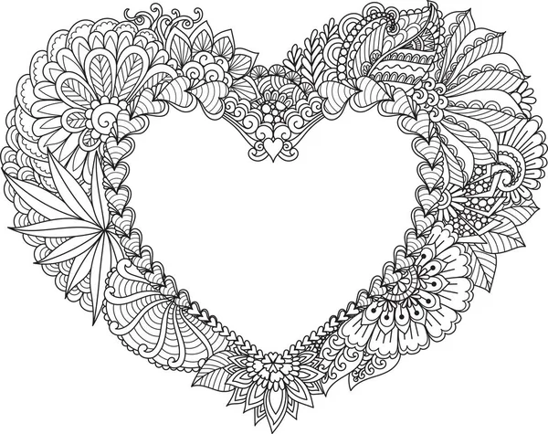 Coeur Abstrait Pour Livre Colorier Gravure Impression Sur Étoffes Décorations — Image vectorielle