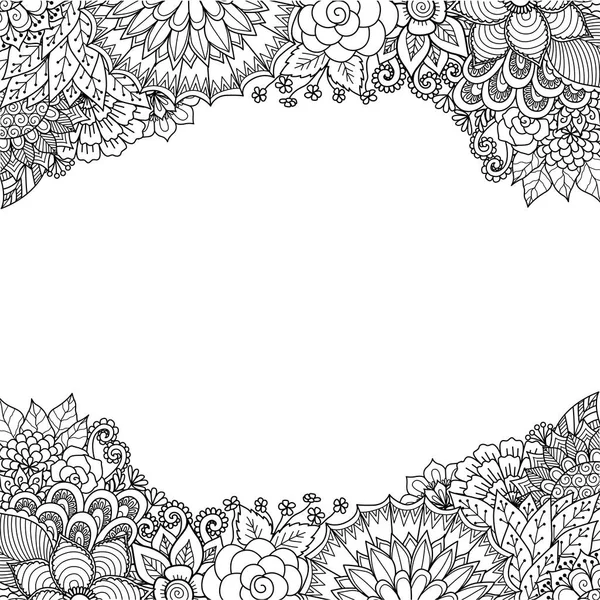 Abstract Flowers Frame Print Product Adult Coloring Book Coloring Page — Archivo Imágenes Vectoriales