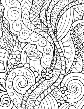 Arkaplan için soyut çiçekler, boyama kitabı, boyama sayfası 8.5x11. boyutlarda. Vektör illüstrasyonu.