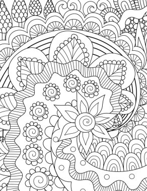 Arkaplan için soyut çiçekler, boyama kitabı, boyama sayfası 8.5x11. boyutlarda. Vektör illüstrasyonu.