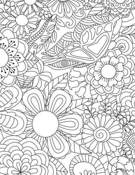 Абстрактні Квіти Тла Розмальовка Розмальовка Сторінка Розміром 5Х11 Векторні Ілюстрації — стоковий вектор