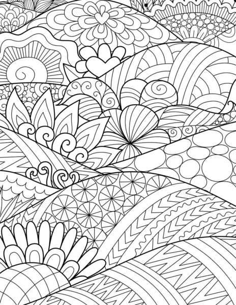 Flores Abstractas Para Fondo Libro Para Colorear Página Para Colorear — Archivo Imágenes Vectoriales