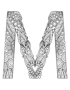 mandala alphabet coloring page free vector eps cdr ai svg vector illustration graphic art