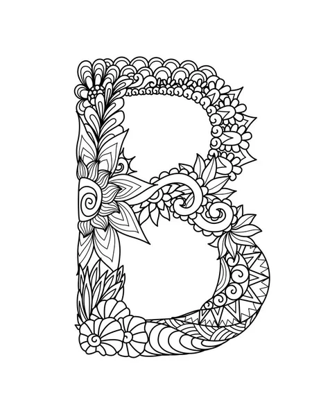Mandala Lettre Monogramme Livre Colorier Adulte Gravure Design Illustration Vectorielle — Image vectorielle