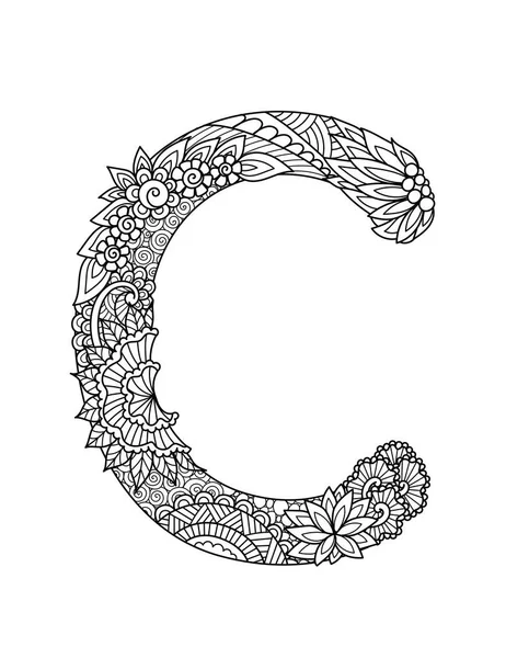 Mandala Lettre Monogramme Livre Coloriage Adulte Gravure Design Illustration Vectorielle — Image vectorielle