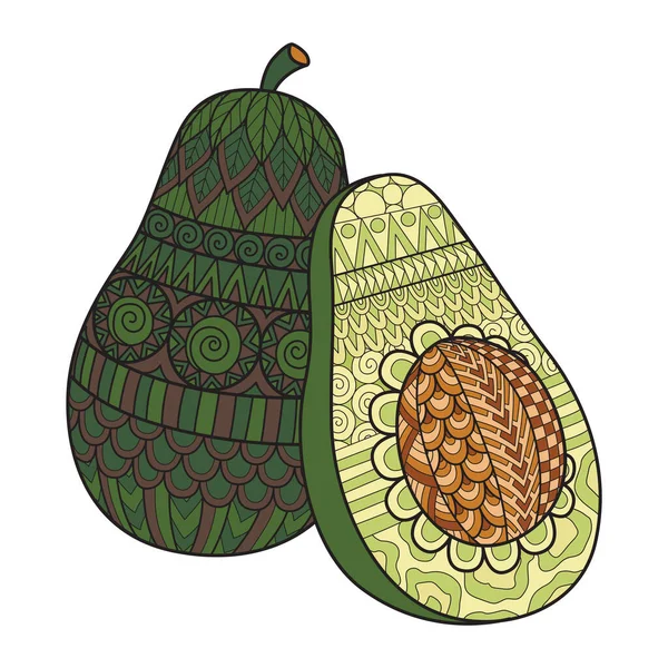 Ürünleri Basmak Için Yeşil Mandala Avokadosu Vektör Illüstrasyonu — Stok Vektör