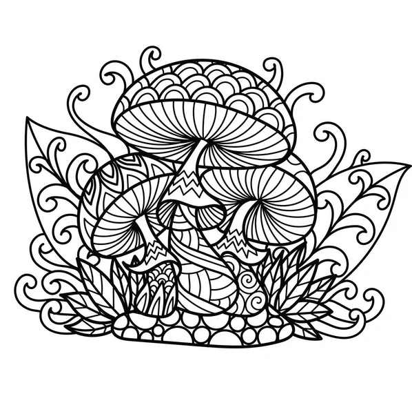 Champignon Mandala Pour Les Pages Colorier Impression Sur Produit Gravure — Image vectorielle