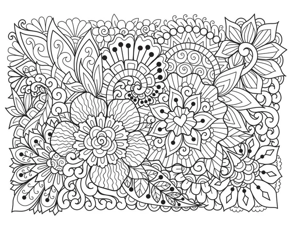 Fleurs Abstraites Pour Arrière Plan Livre Coloriage Pour Adultes Impression — Image vectorielle