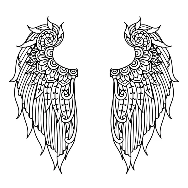 Mandala Andělská Křídla Pro Designový Prvek Gravírování Řezání Papíru Tisk — Stockový vektor