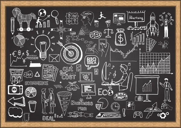 Situação empresarial doodles em quadro-negro . —  Vetores de Stock