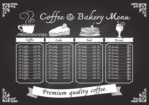 Шаблон дизайну крейдяної дошки вручну намальованого меню кафе — стоковий вектор
