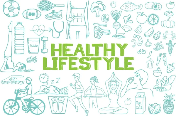 Hand drawn about healthy lifestyle on white background. — Stock Vector