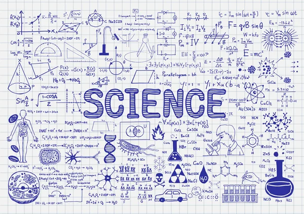 Science dessinée à la main sur papier — Image vectorielle