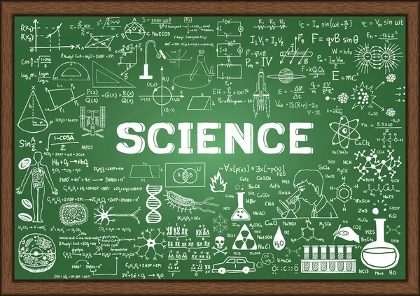 Ciencia dibujada a mano en pizarra . — Archivo Imágenes Vectoriales