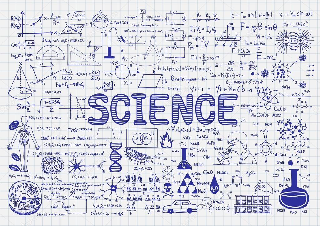 Hand drawn science on  paper