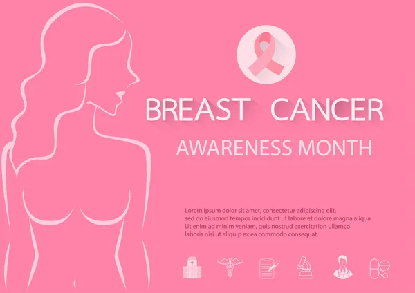 Campanha mensal de conscientização sobre câncer de mama — Vetor de Stock