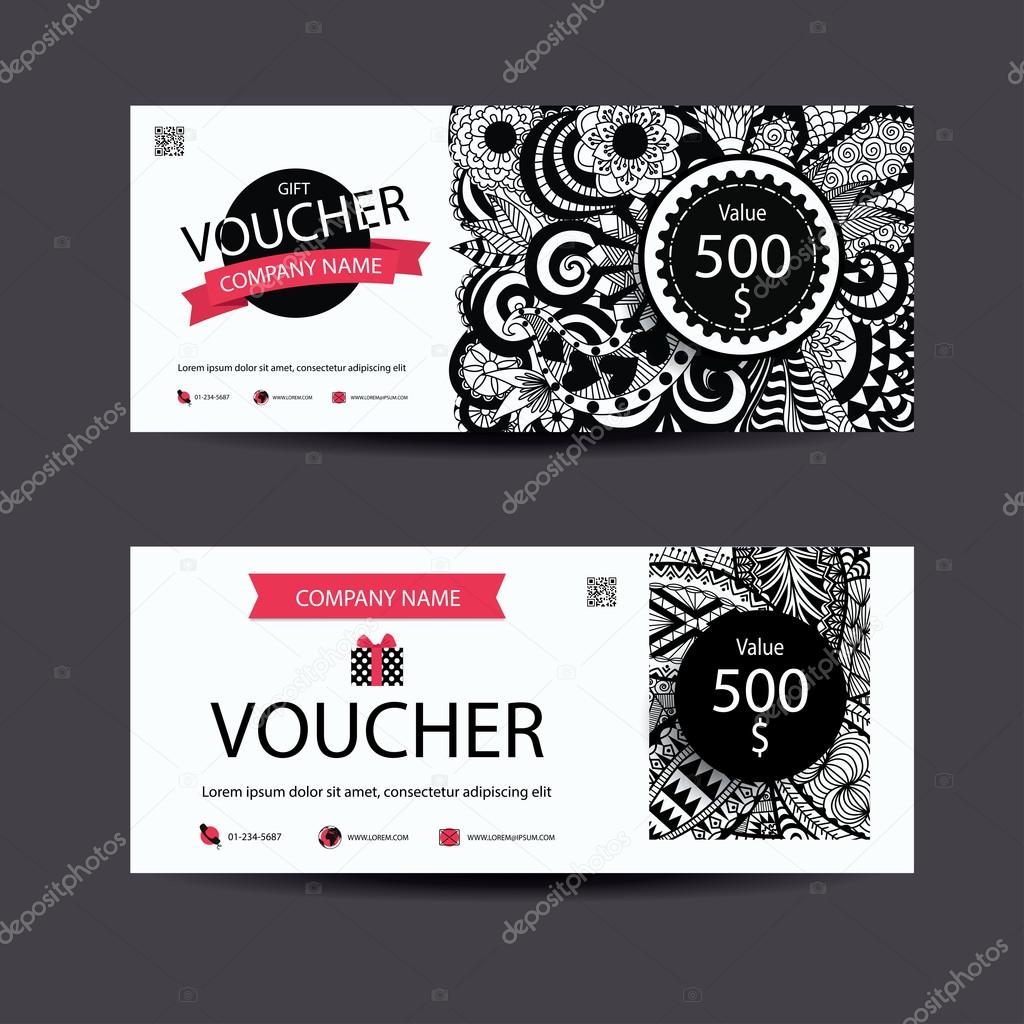 Gift voucher template zentangle style for spa,beauty,fashion business and so on.