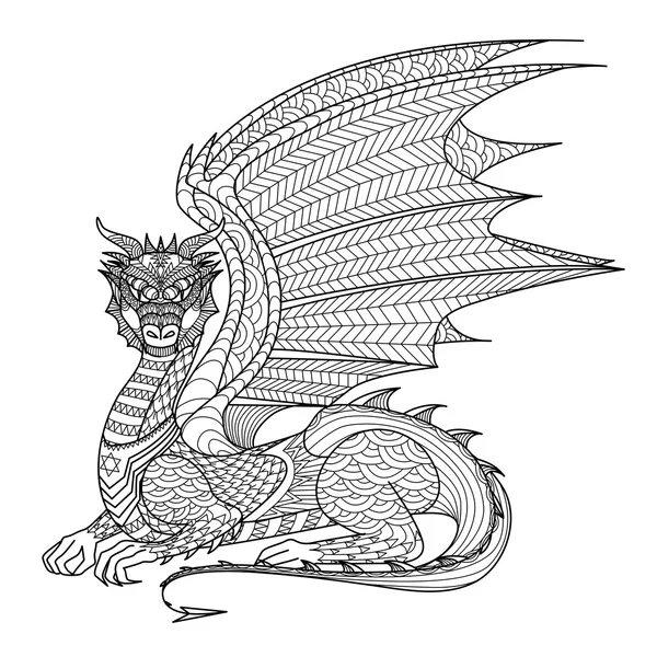 Dibujo de dragón para colorear libro . — Vector de stock