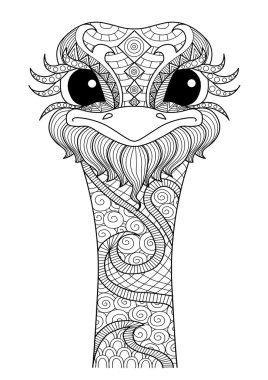 El çekilmiş zentangle devekuşu
