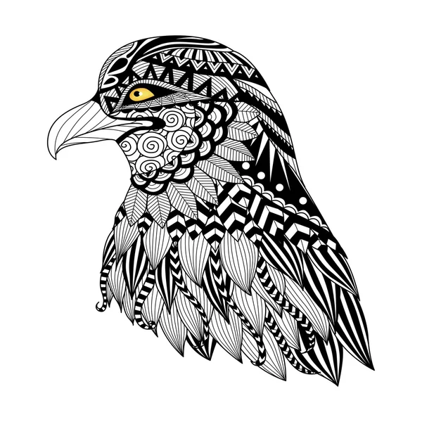 Detalj zentangle eagle för färgning sida, tatuering, t shirt design, logotyp och så vidare. — Stock vektor