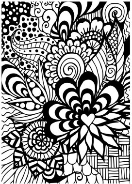 Boyama kitabı için desen. Etnik, çiçek, retro, doodle,