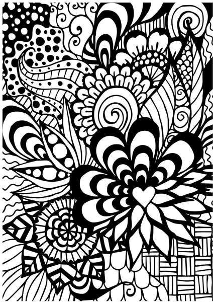 Vzor pro omalovánky. Etnické, květinové, retro, doodle, — Stockový vektor