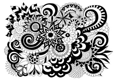 Çizilmiş zentangle çiçek arka plan sayfa boyama için el