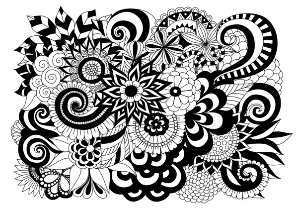 Hand drawn zentangle floral background for coloring page — Stock Vector