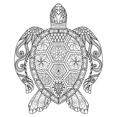 Drawing zentangle turtle clipart
