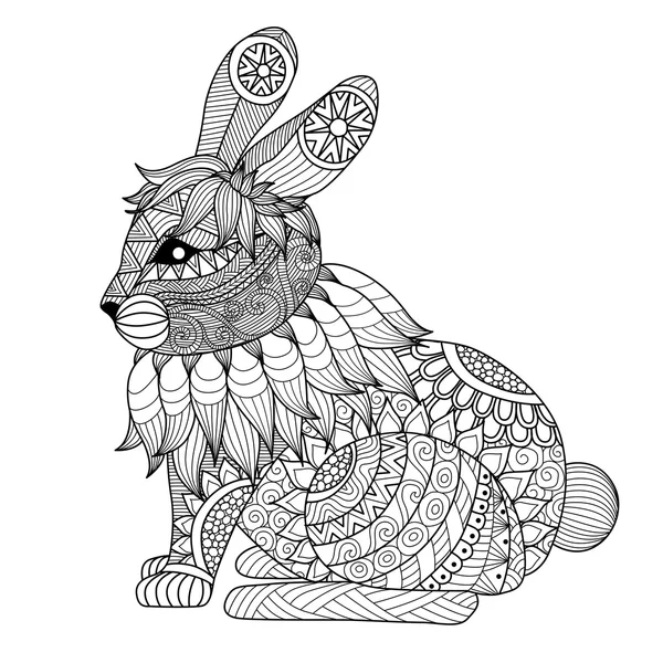 Desenho zentangle coelho — Vetor de Stock