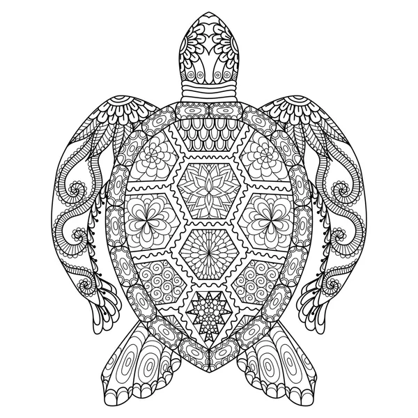 Zeichnung Zentangle Schildkröte — Stockvektor