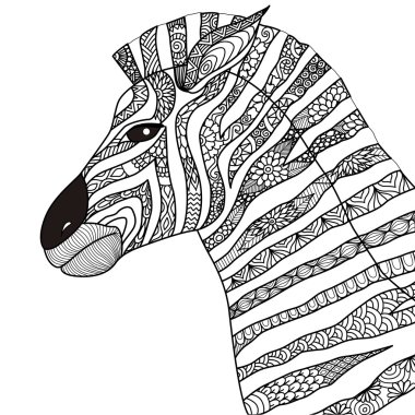 Çizilmiş zebra zentangle tarzı el