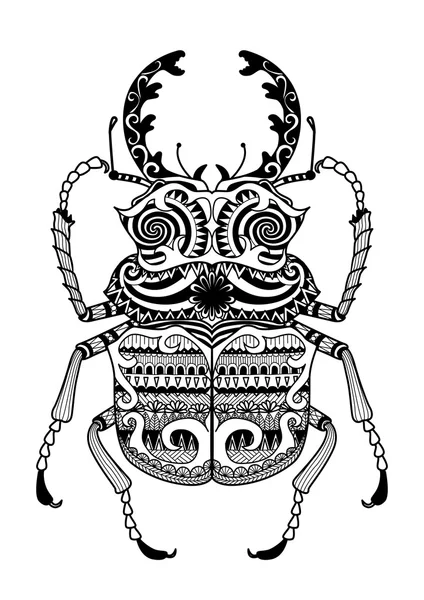 Zentangolo disegnato a mano odontolabis cuvera — Vettoriale Stock