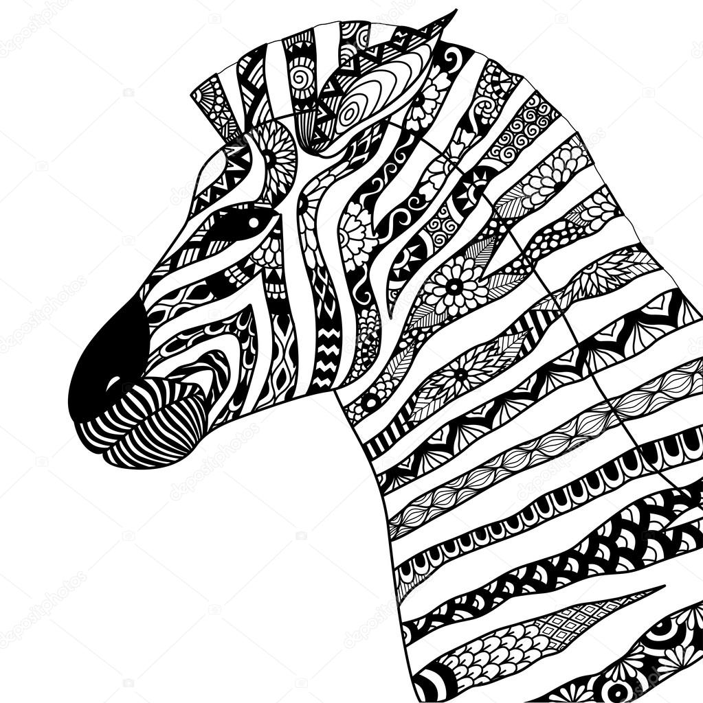 Download Hand drawn zebra zentangle style — Stock Vector ...