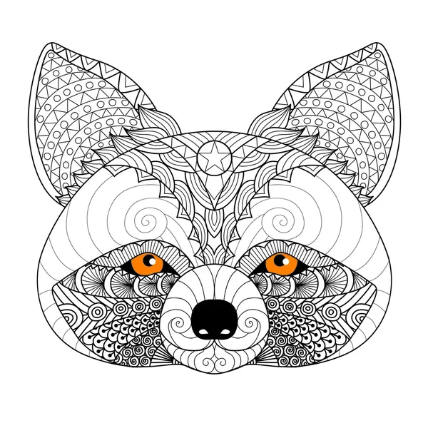 Zentangle mapache para colorear página para adultos, tatuaje, logotipo, diseño de la camisa y otras decoraciones — Vector de stock
