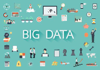 Word büyük veri çevreleyen düz simgeler ile ilgili