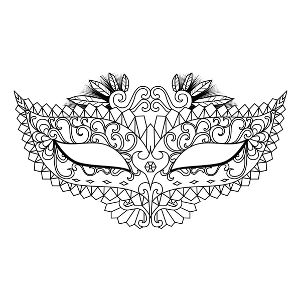 Masque Carnaval Mardi Gras pour coloriage et autres décorations — Image vectorielle