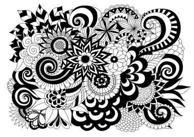Detaylı soyut zentangle çiçek arka plan