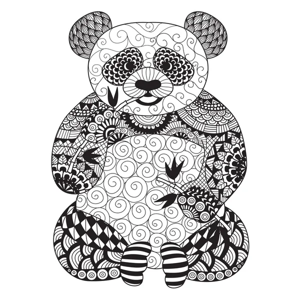 Panda zentangle dessiné à la main pour livre de coloriage pour adulte, tatouage, conception de chemise, logo et ainsi de suite — Image vectorielle