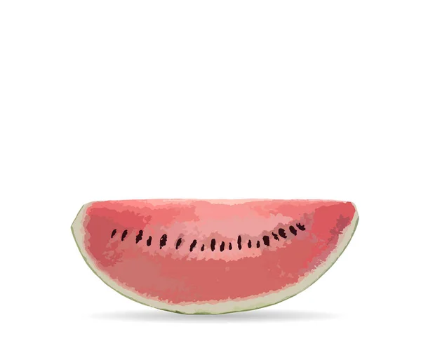 Illustration Half Watermelon Red Meat White Background — Stock Vector