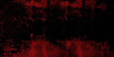 Koyu kırmızı renkli koyu renkli, desenli, kirli bir duvar. Yüzeyde çatlak ve aşınmalarla oluşmuş pürüzlü bir doku görünüyor.