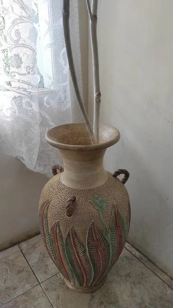 Photo Large Vase Corner Living Room — Stock Photo, Image