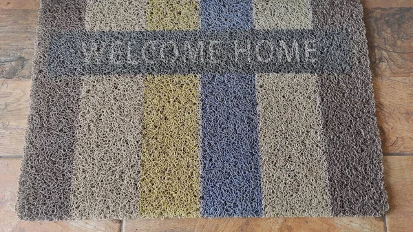 Photo Foot Mat Front House Says Welcome — Stock Photo, Image