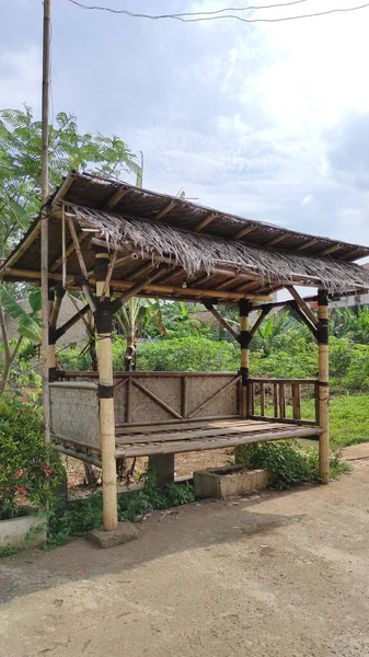 Cikancung Java Ocidental Indonésia Junho 2021 Foto Gazebo Feito Bambu — Fotografia de Stock