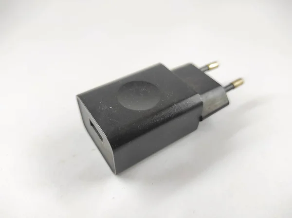 Black Smartphone Charger Head Isolated White Background Mini Studio —  Fotos de Stock